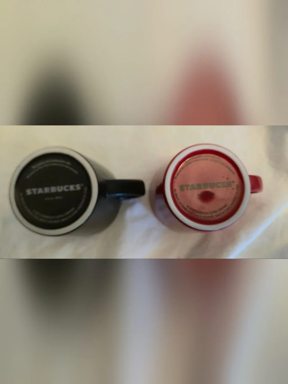 Starbucks 2015 Demitasse Espresso Cup Mug Demi 3 oz. Red and Black/lot of 2 mugs